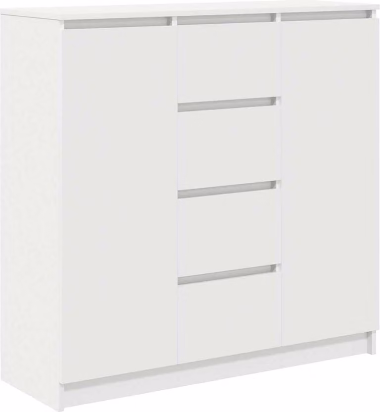 Credenza con Cassetti Bianco 100,5x35x98,5 cm Legno Multistrato