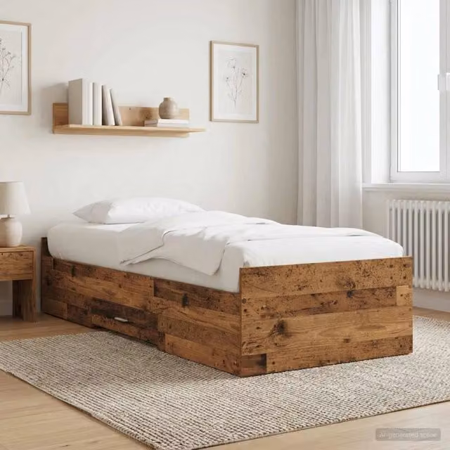 Letto con contenitore vidaXL in legno color marrone L 80 x P 200 x H 40 cm