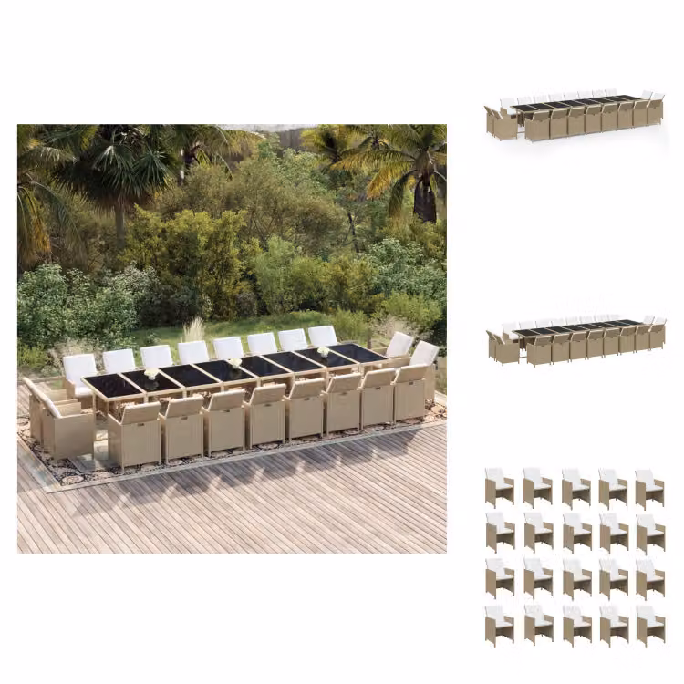 vidaXL Set da pranzo da giardino 21 pezzi con cuscini in polyrattan beige -  Set di mobili da giardino
