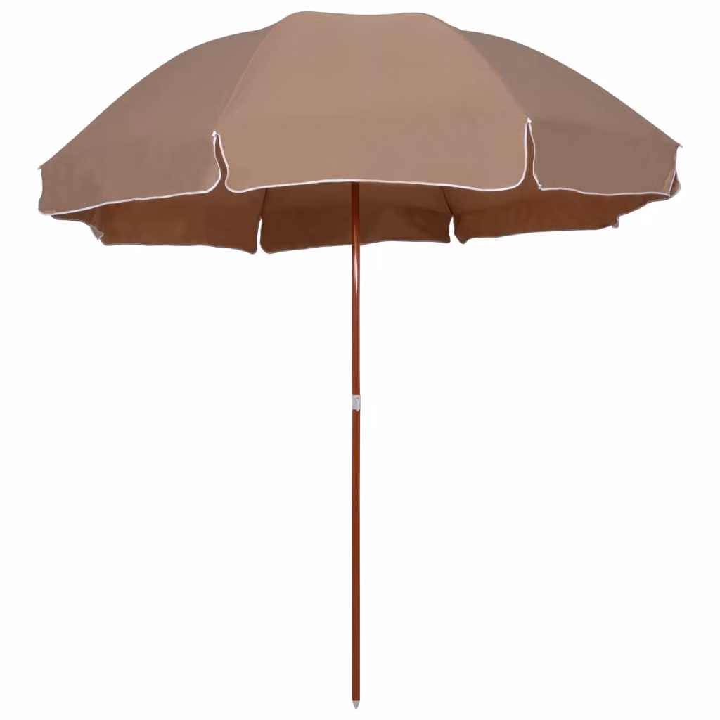 The Living Store Ombrellone con palo in acciaio 300 cm Taupe