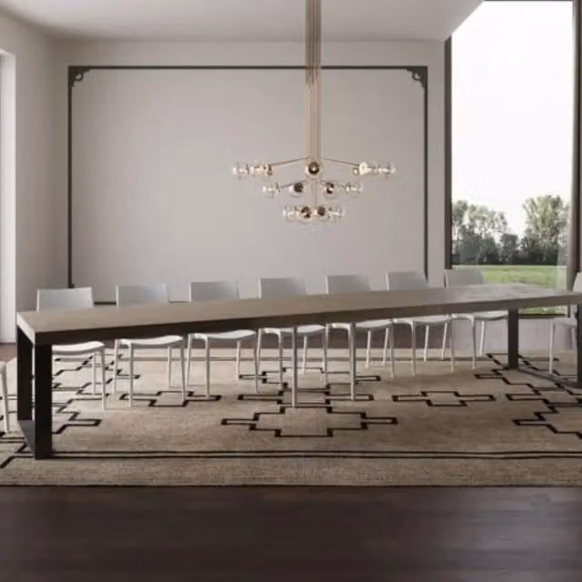 Tavolo allungabile moderno Itamoby con piano in laminato beige e gambe in metallo antracite L/P: 200/460 x 90 cm
