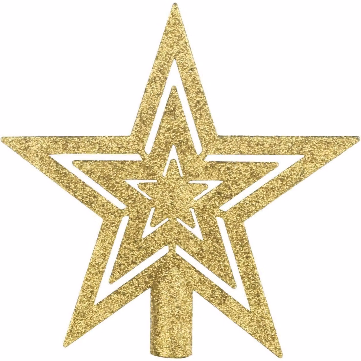 Punta per albero di Natale a forma di stella, dorata e scintillante, 17,7 cm