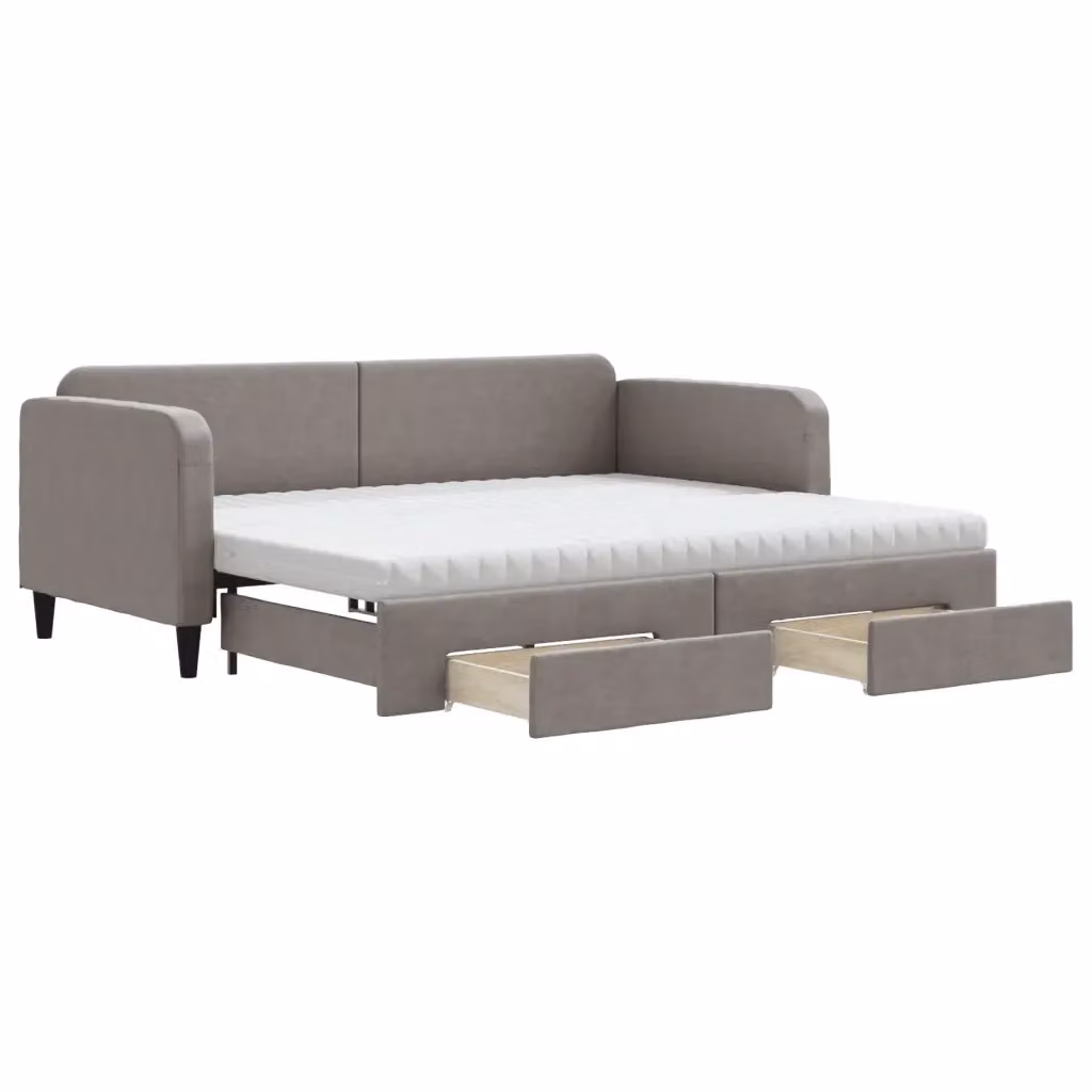 Divano Letto Moderno vidaXL con Cassetti in Colore Grigio e Beige per Soggiorno e Camera da Letto – 2
