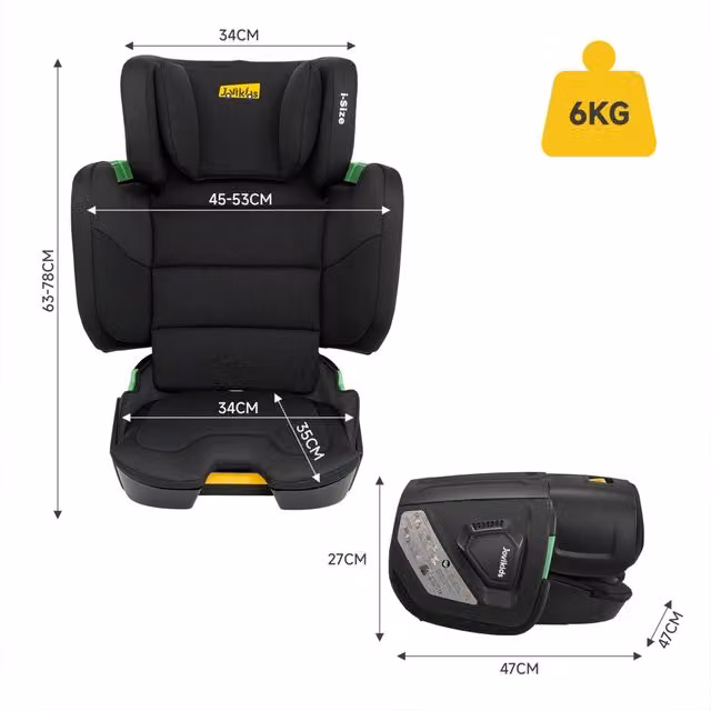 Jovikids Seggiolino Auto Pieghevole i-Size R129 per Bambini 100-150cm ISOFIX Verde Rialzo con Schienale da Viaggio