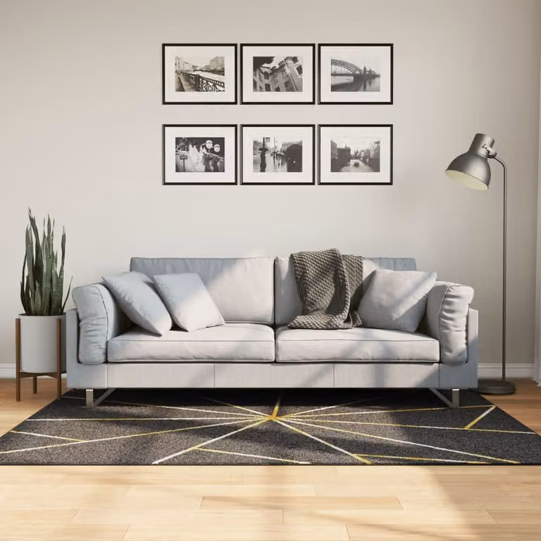 Tappeto lavabile vidaXL moderno con motivo geometrico nero e oro L: 180 cm, P: 120 cm