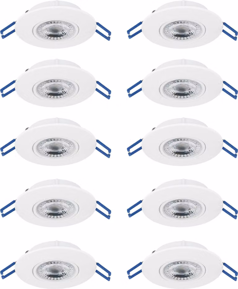 EGLO, set di 10 faretti LED da incasso Cedrez, diametro 9 cm, plafoniere a filo, con interruttore a levetta, in plastica, luce bianco caldo, bianco neutro, bianco freddo
