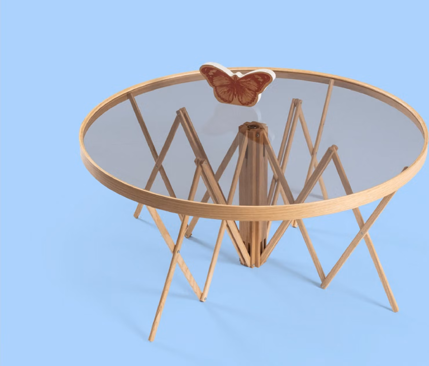 Exklusiver Runder Couchtisch Designer Holztisch Moderner Glastisch