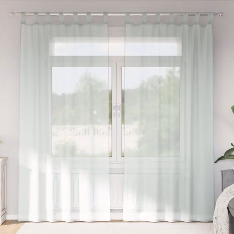 Set di 2 tende in voile semi-trasparenti vidaXL con passanti, colore grigio, L: 140 cm x H: 225 cm
