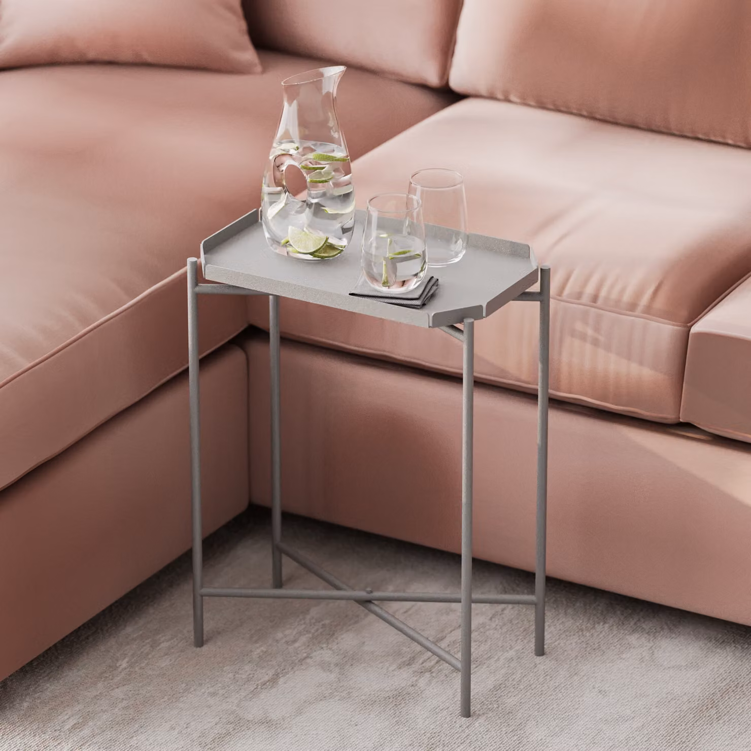 Skye Decor, Shb-009-C, tavolino, 100 % METALLO, grigio, 26 x 40 x 56 cm