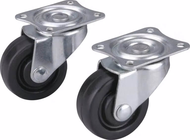 Ruote girevoli in gomma dura, set di 2, diametro 40 mm