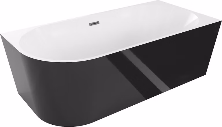 Mexen Mia vasca da bagno freestanding angolare destra 160 x 75 cm, bianca/nera, scarico gun gray spazzolato - 52691607575P-66