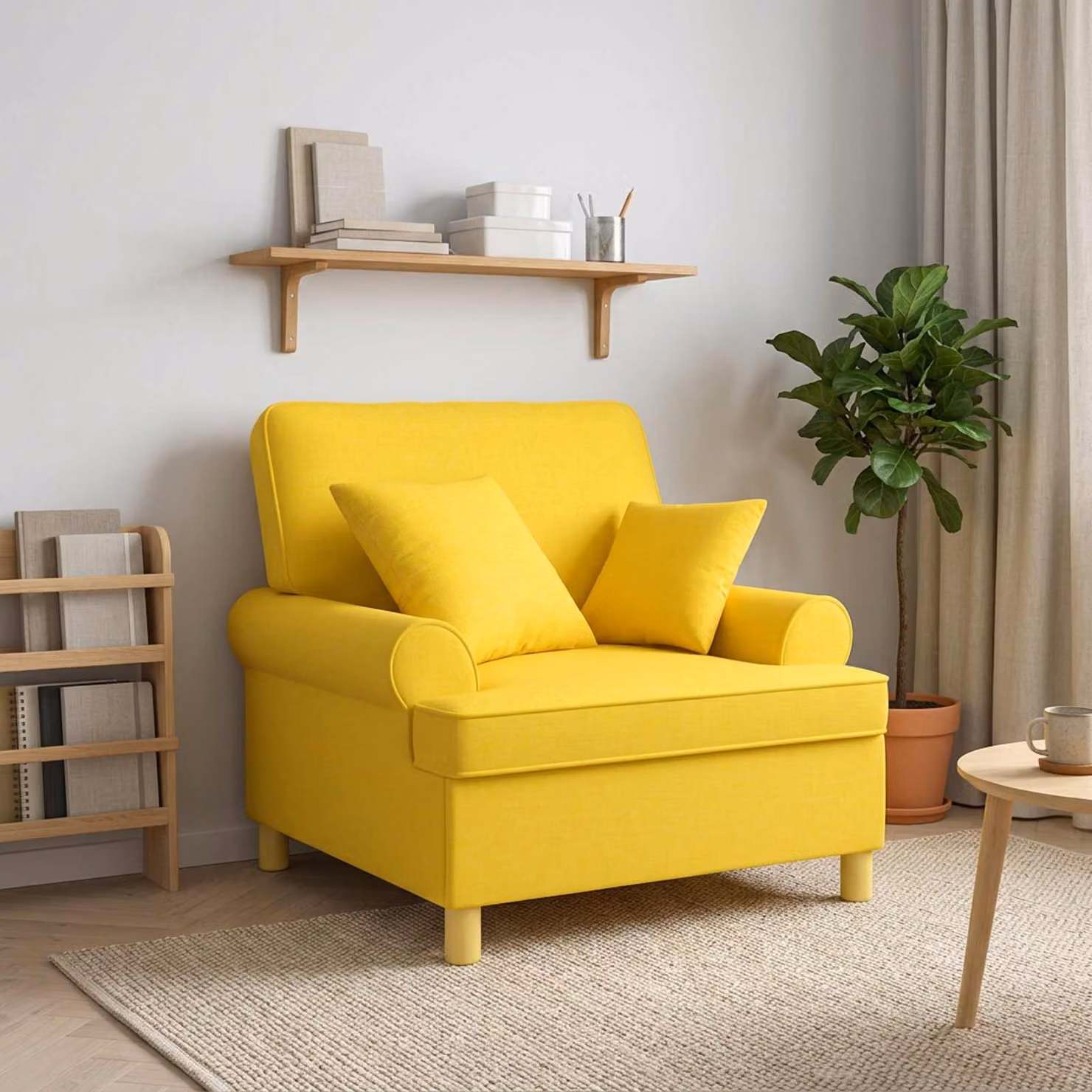 Poltrona relax XL vidaXL con cuscini in tessuto giallo per soggiorno e camera da letto