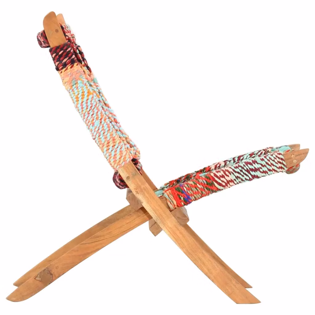 Sedia pieghevole Chindi vidaXL in legno di acacia e tessuto multicolore a righe – 2