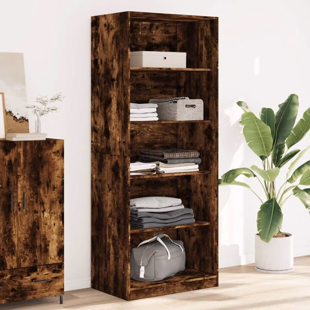 Armadio vidaXL in Rovere Fumo con Ante a Battente e Ripiani Interni, L: 80 cm, P: 50 cm, H: 200 cm – 1