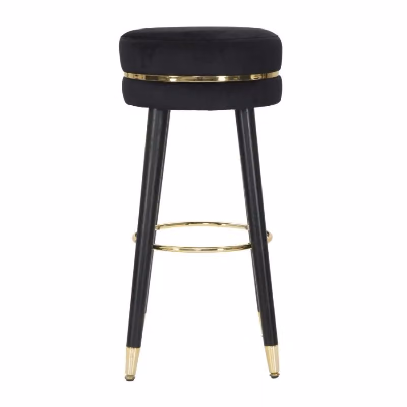 Sgabello Bar Paris Mauro Ferretti Nero e Oro in Velluto con Struttura in Legno e Metallo L: 35 cm, H: 74 cm – 2