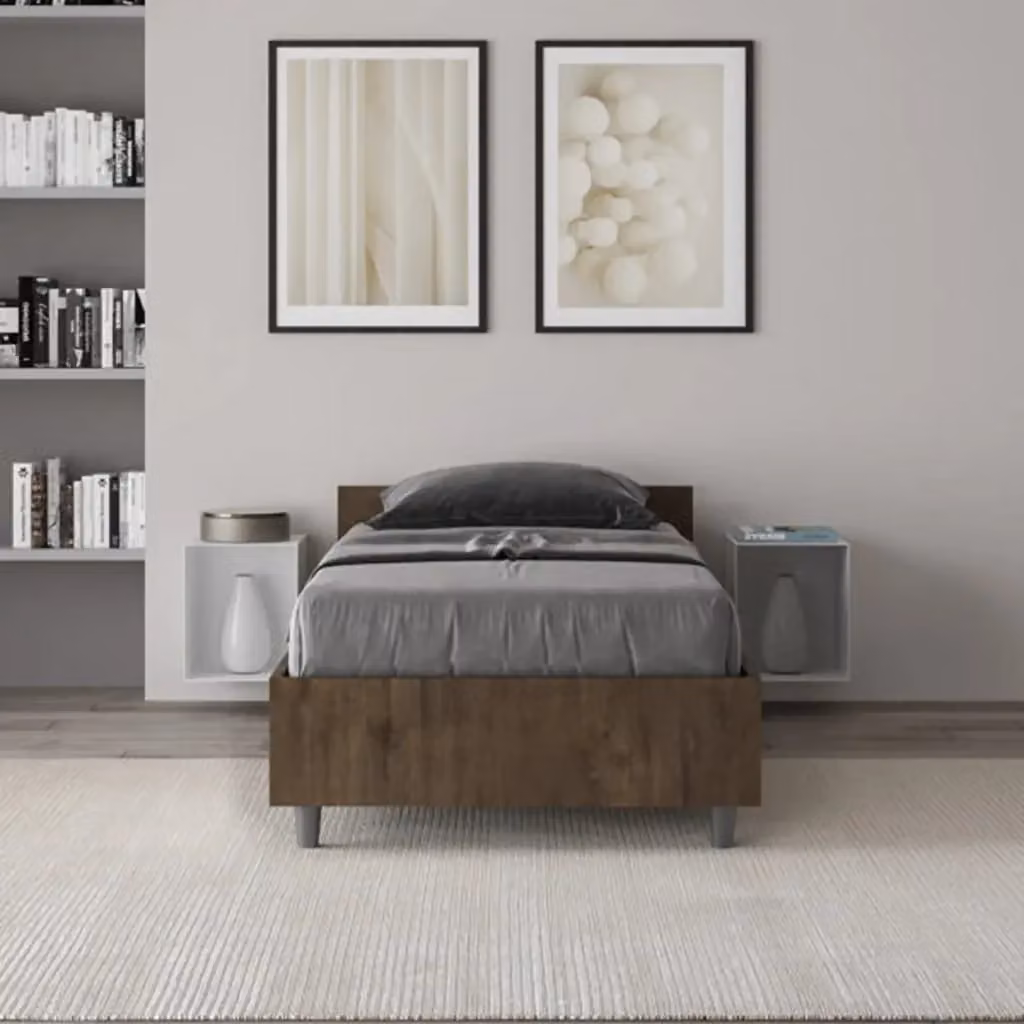 Letto singolo Ityhome Nuamo in legno color noce, senza rete, L/P: 80 x 190 cm – 2
