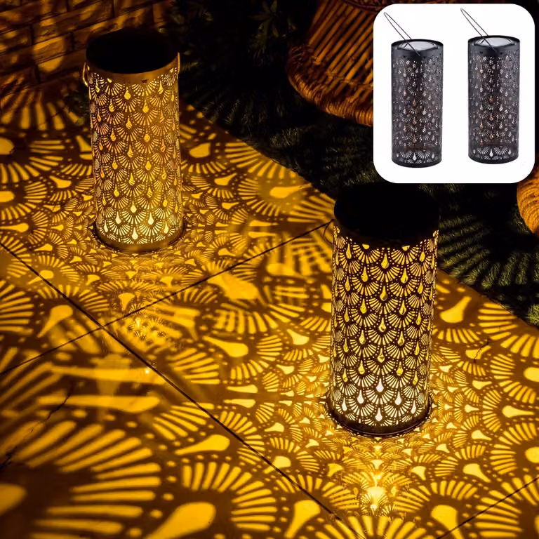set di 2 lanterne solari orientali lanterna solare lanterna decorazione esterna fava nera