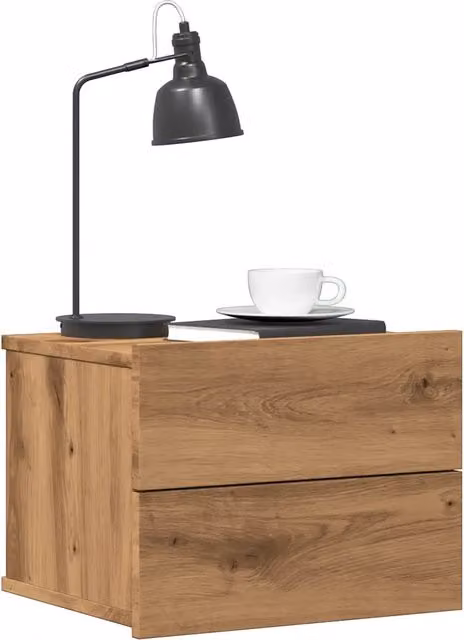 Comodini a Muro 2 pz-Set di 2 Tavolino da notte Rovere Artigianale 40x32x30 cm