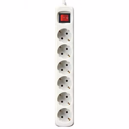 SILVER ELECTRONICS 9632 Presa multipla con interruttore, bianca, 6 prese / 3 metri