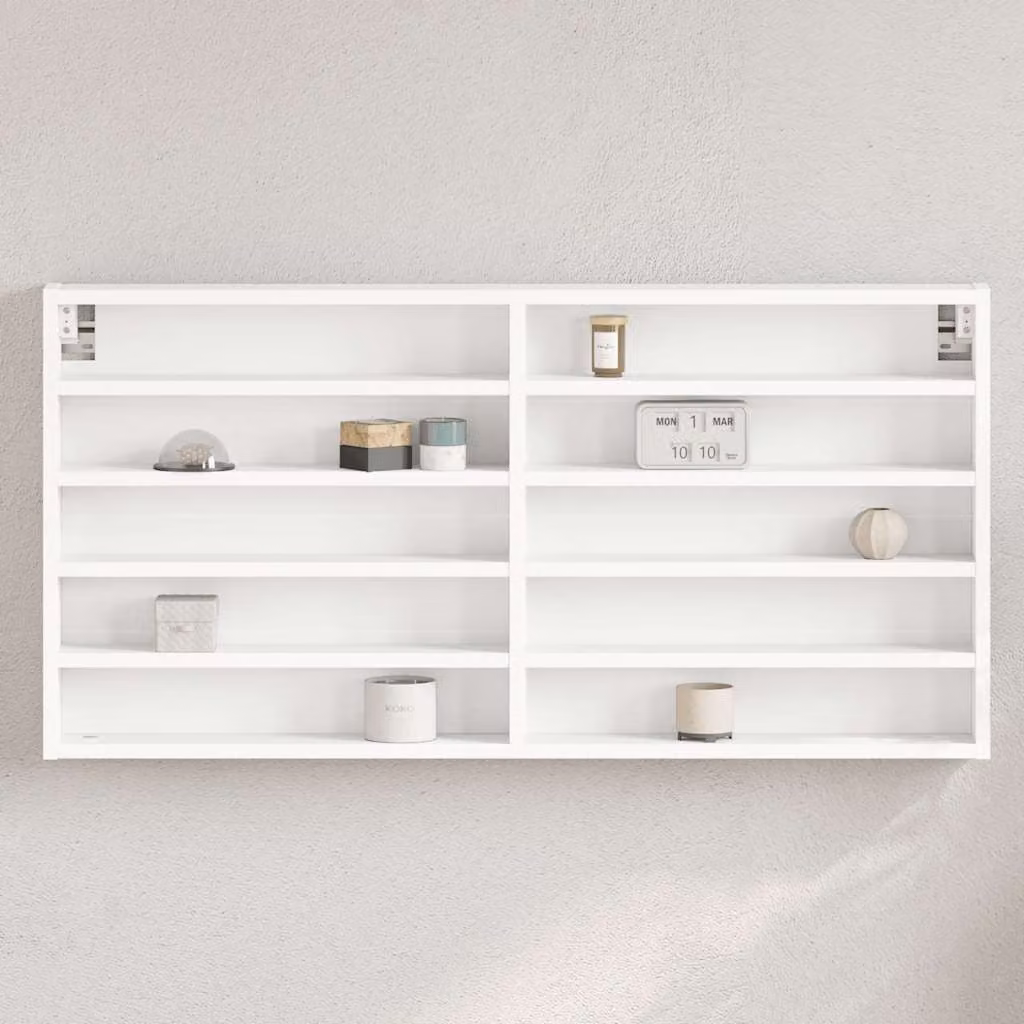 vidaXL Armadietto con Vetrina Bianco in Legno e MDF per Soggiorno o Ingresso, L: 100 cm, P: 5 cm, H: 50 cm