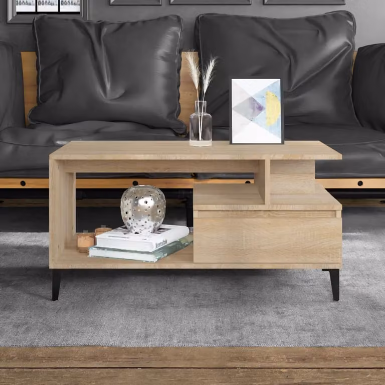 vidaXL Tavolino da caffè Sonoma oak 90x49x45 cm Materiale a base di legno - Tavolino da caffè - Tavolini da caffè - Tavolino basso - Tavolo