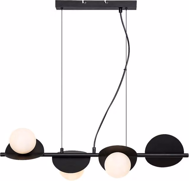 Lampada a sospensione industriale Jules Rabalux in metallo e vetro nera con 4 lampadine G9