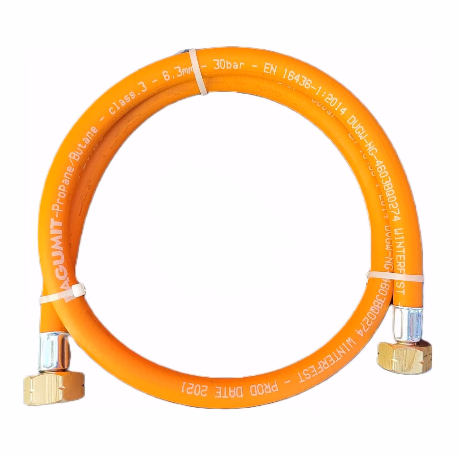 Tubo flessibile per gas propano-butano Zatechs ad alta pressione 1 m 30 bar Ø6,3 mm 2x 21,8 mm filettatura sinistrorsa Tubo di collegamento Trasferimento bombole di gas 11 kg 33 kg