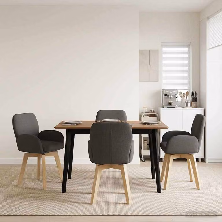 Set di 4 sedie da pranzo girevoli vidaXL in tessuto bouclé grigio scuro con design moderno