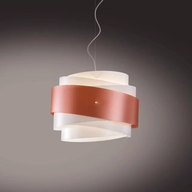 Lampada a sospensione moderna Bea Polilux Linea Zero in rame e metallo cromo con 1 luce E27, Diametro: 40 cm