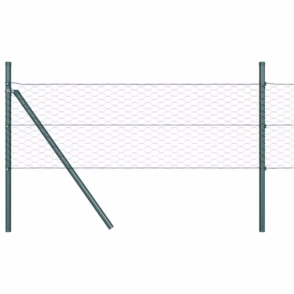Palo della recinzione rotondo vidaXL in acciaio e PVC verde, fissaggio a terra, H: 80 cm, L: 50 cm, P: 40 cm – 2