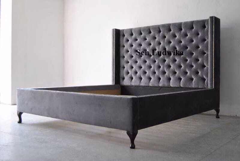 Bett Chesterfield Design Luxus Hotel Betten 180x200cm Schlaf Zimmer Leder Samt
