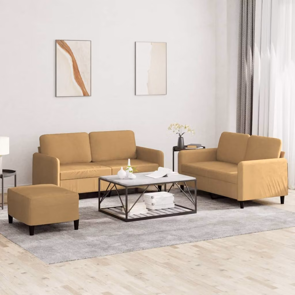Maison Exclusive - Set divano 3 pezzi in velluto marrone