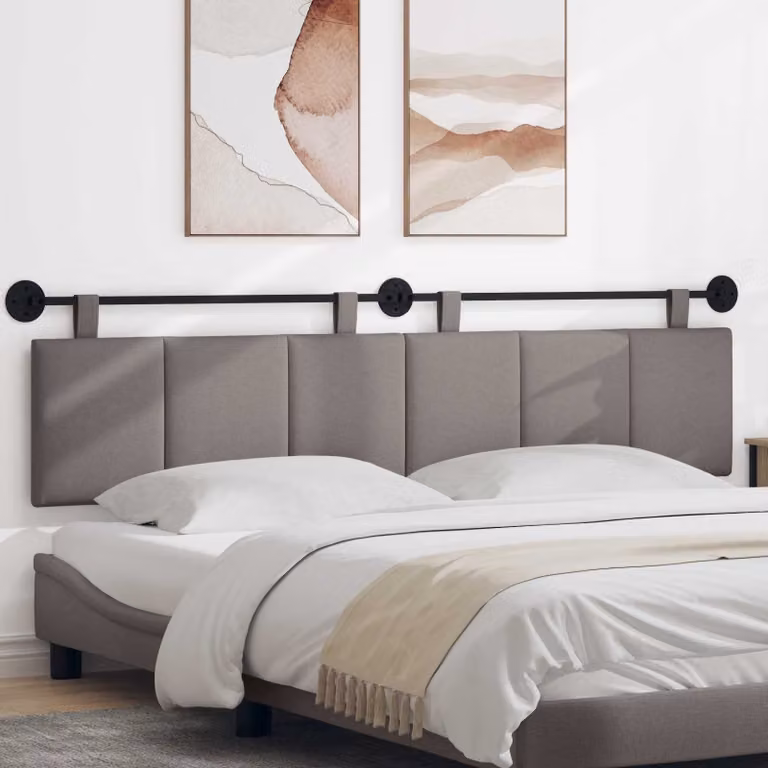Testiera da letto sospesa vidaXL in velluto con illuminazione integrata, colore tortora