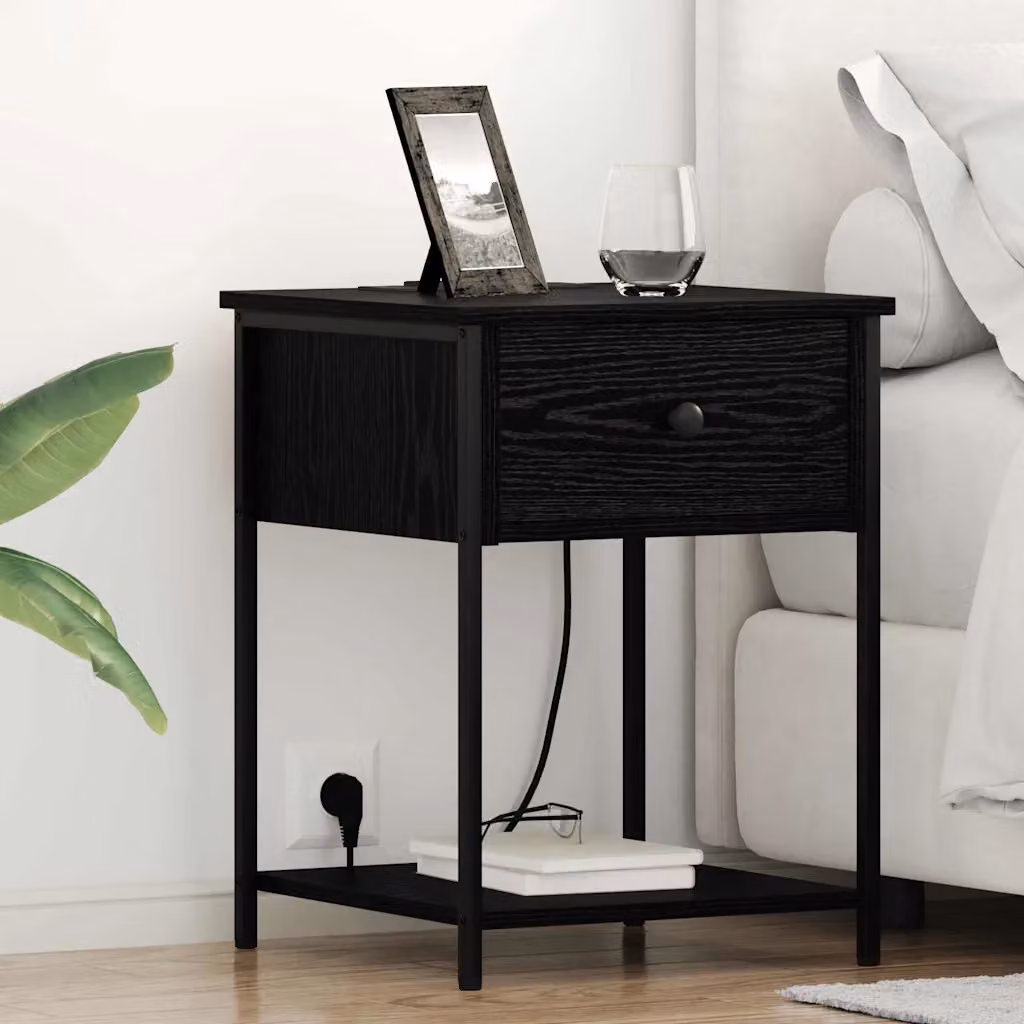 vidaXL Armadio da Notte in Stile Rustico Nero e Marrone L/P/H: 42 x 41 x 56 cm