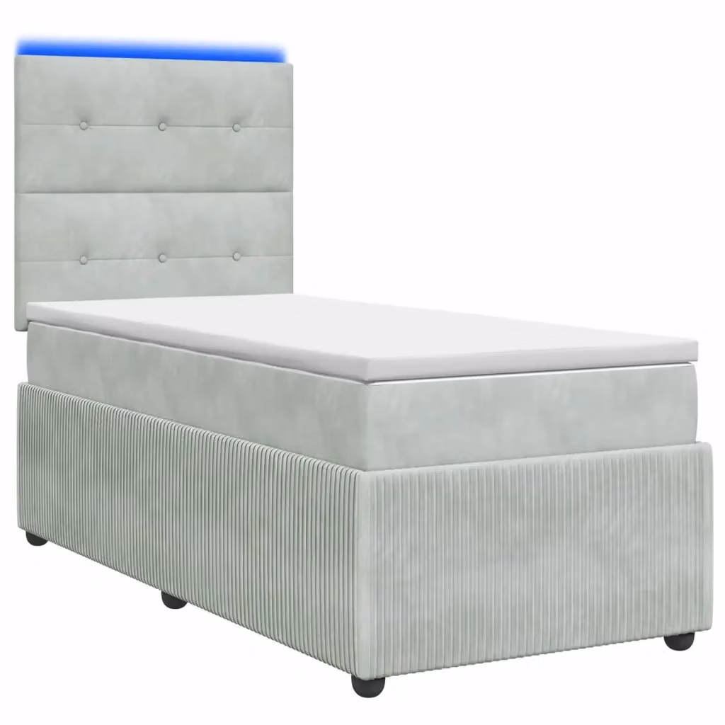 Letto Box Spring vidaXL con Materasso Ibrido Grigio Chiaro e Bianco L/P: 80 x 200 cm – 2