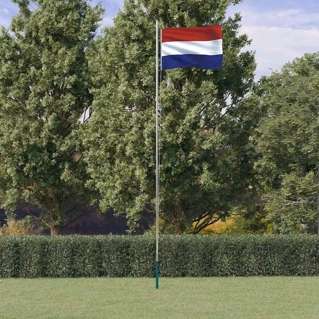 Asta e Bandiera Olanda vidaXL in Alluminio Argento e Poliestere Multicolore, Altezza: 6,08 m