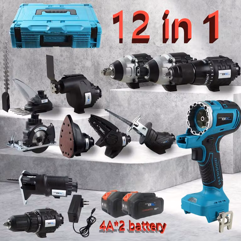 Set di utensili multifunzione - Avvitatore a batteria brushless - Kit combinato 12-in-1 - 18V