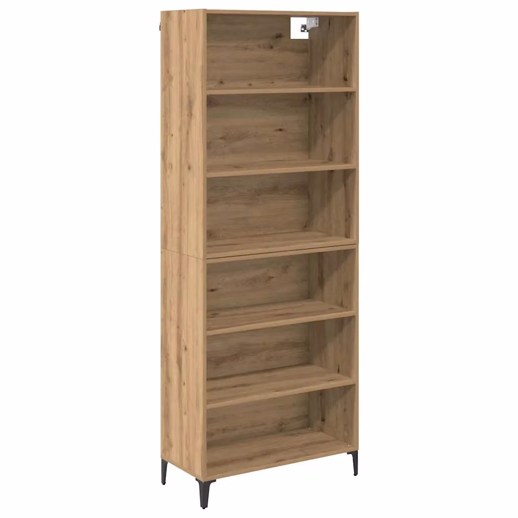 Credenza moderna vidaXL in legno e metallo color rovere marrone L: 69,5 cm, P: 34 cm, H: 180 cm – 2