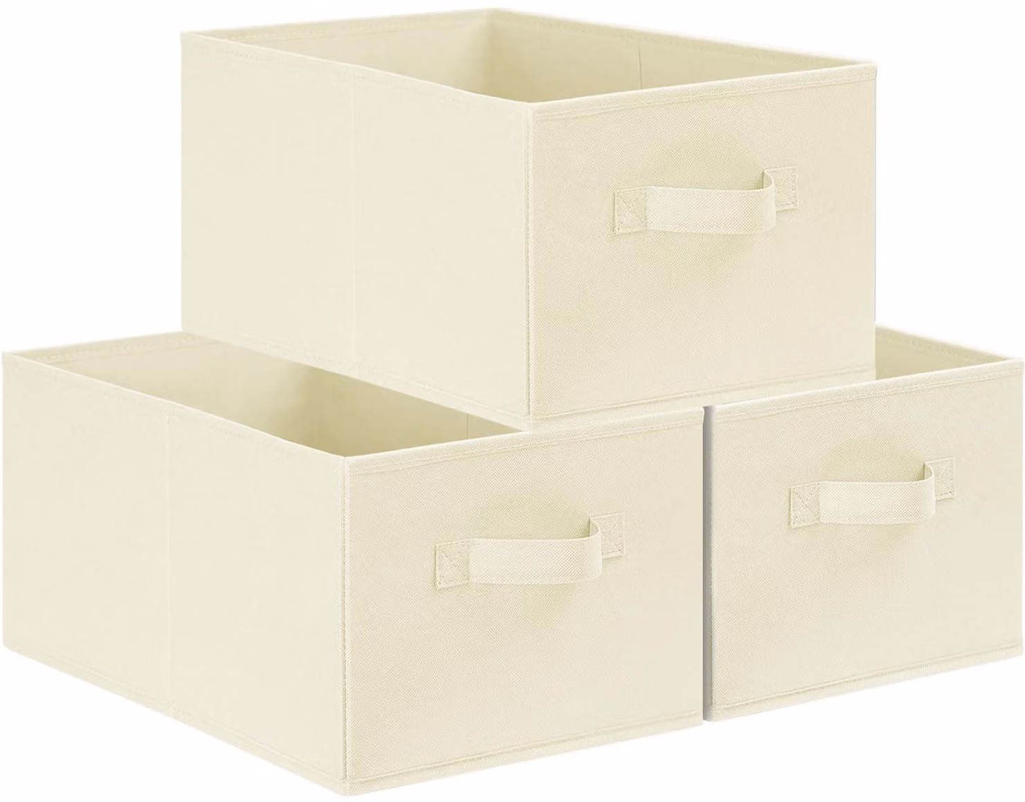 Set di 3 grandi contenitori portaoggetti color beige
