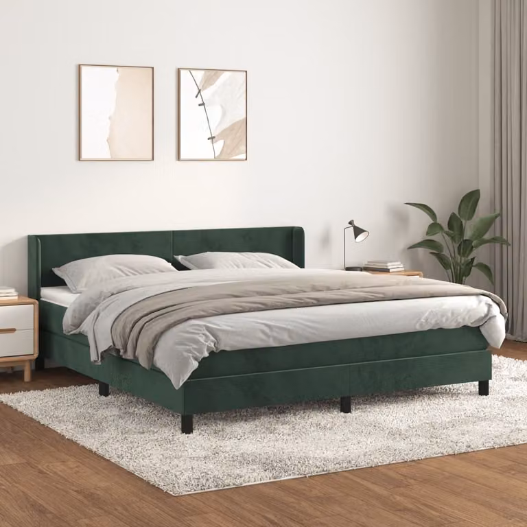 Maison Exclusive - Giroletto a Molle con Materasso Verde Scuro 180x200 cm Velluto
