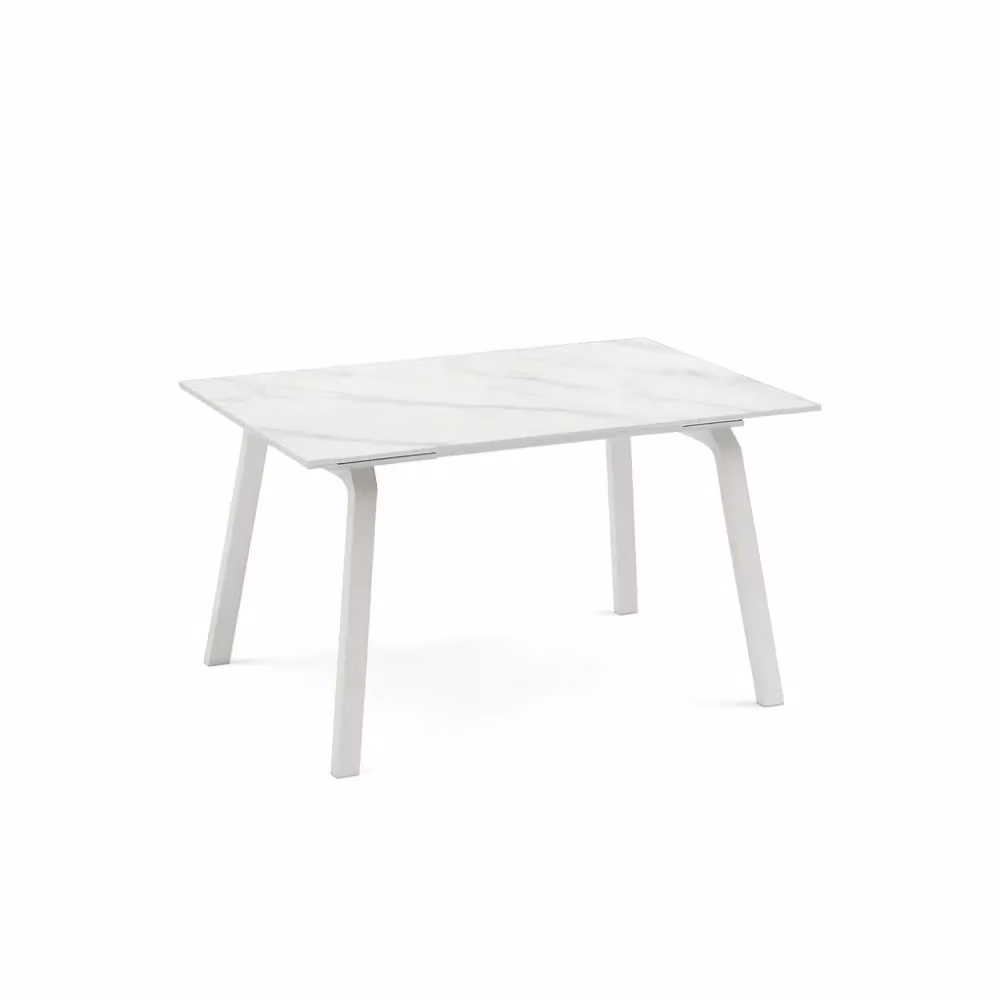 Tavolo da pranzo allungabile Cosmo Duzzle in ceramica effetto marmo bianco e antracite, L/P: 140-200 x 80 cm – 2