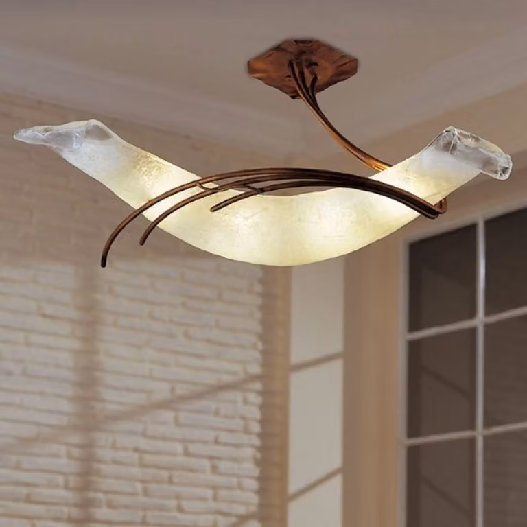 Sil-Lux Plafoniera soffitto ROMA, dimmerabile, Crema / Ambra, Soggiorno / Sala da pranzo, Vetro, Plafoniera