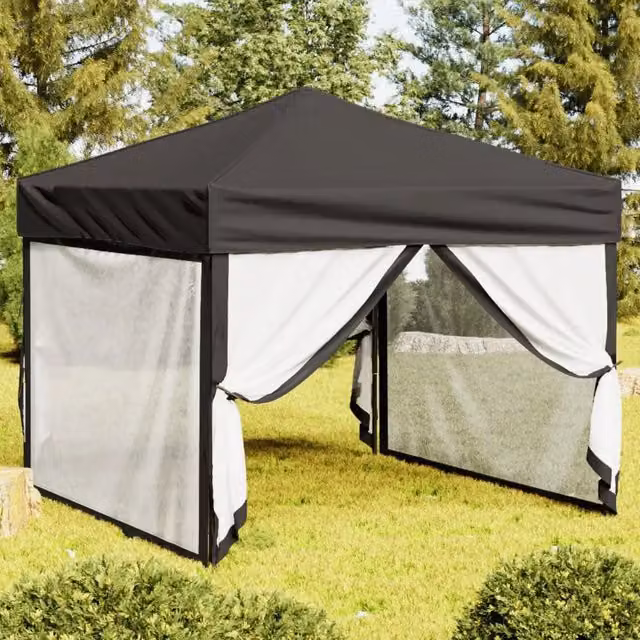 Tenda Gazebo Pieghevole con Pareti Laterali DESIGN IN Antracite L: 3 m x P: 3 m