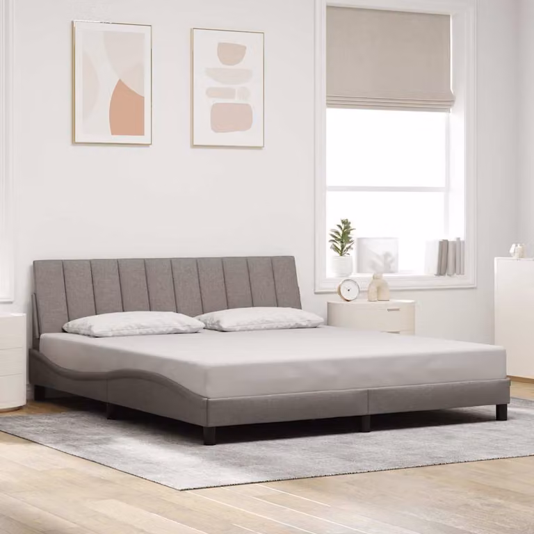vidaXL Giroletto Hanko senza Materasso in Tessuto Beige L: 180 cm, P: 200 cm, H: 185 cm