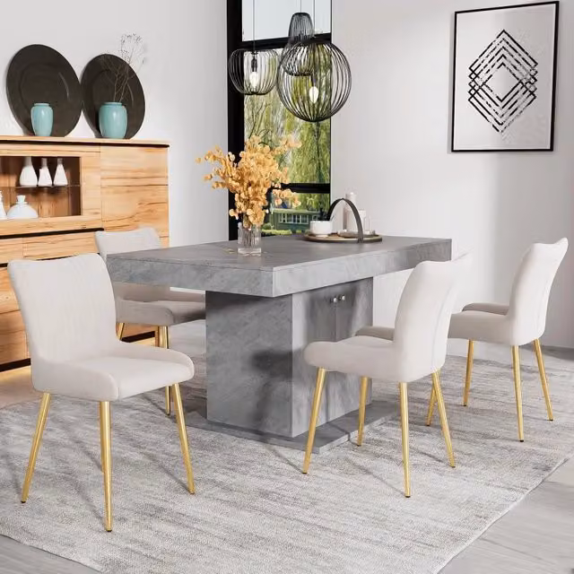 Set di 4 sedie da pranzo in velluto - Xylo - Supporto lombare gambe in metallo dorato Beige