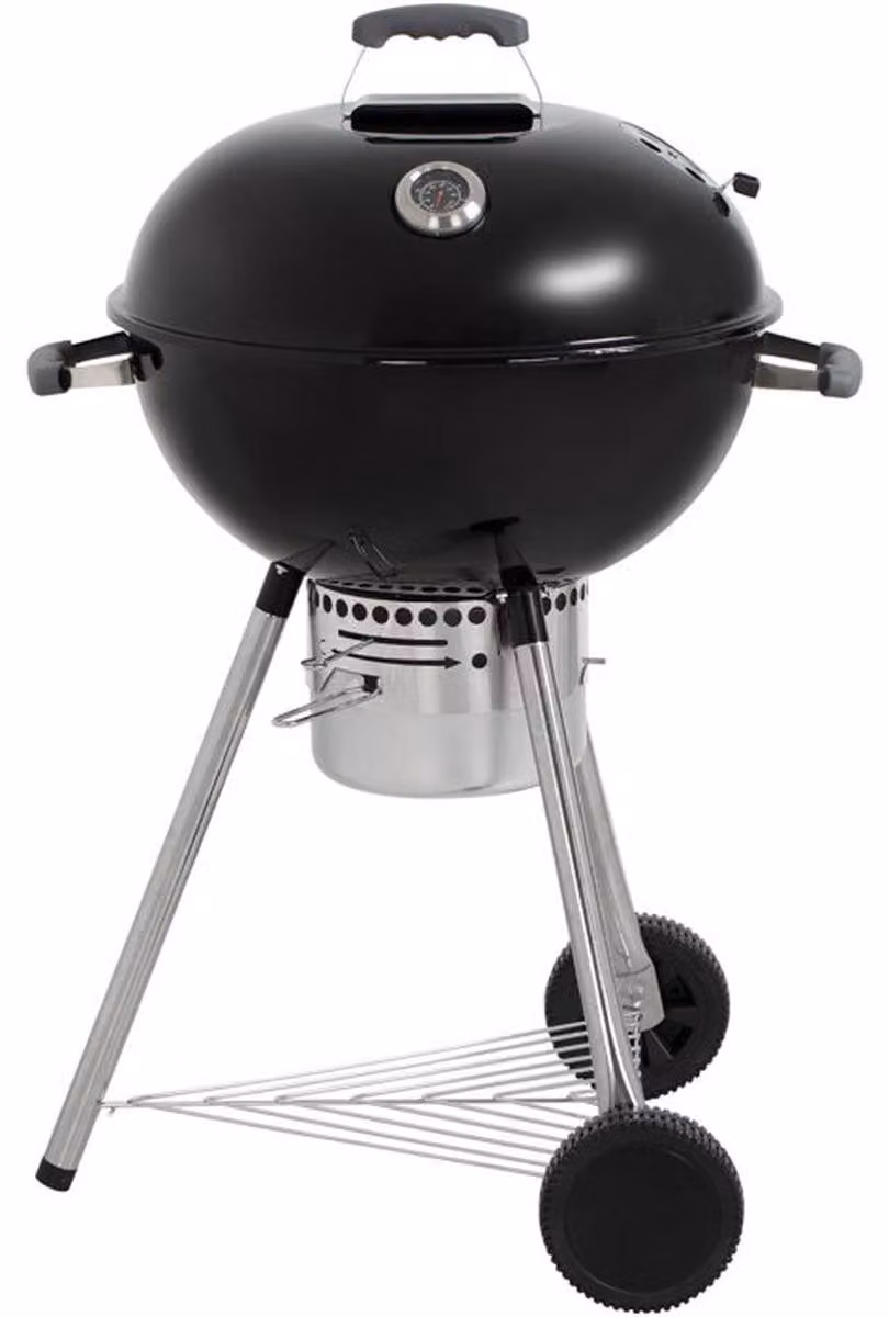 LITTLE BALANCE, barbecue a carbone, colore nero, diametro 57 cm, griglia in acciaio inossidabile 54 x 54 cm, coperchio con termometro e 2 ruote
