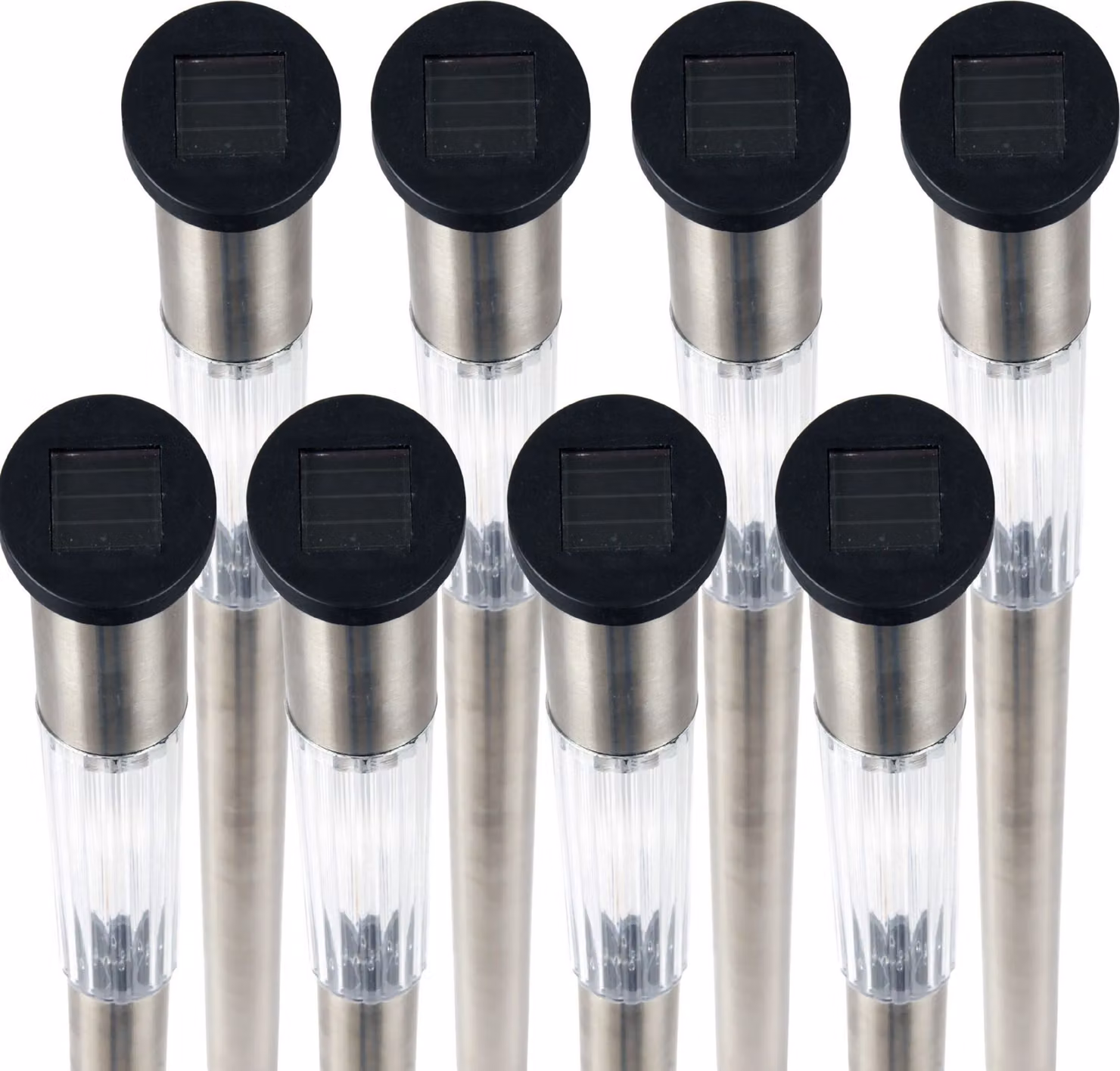Lampada solare a LED XXL per esterni (confezione da 8), resistente alle intemperie IP44, luce da giardino da 71 cm con picchetto a terra, illuminazione per patio