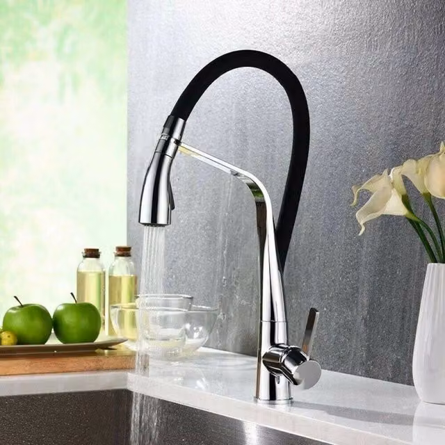 Miscelatore per lavello cucina Trade Shop con doccetta monocomando canna alta 59590 colore argento CLEAFE