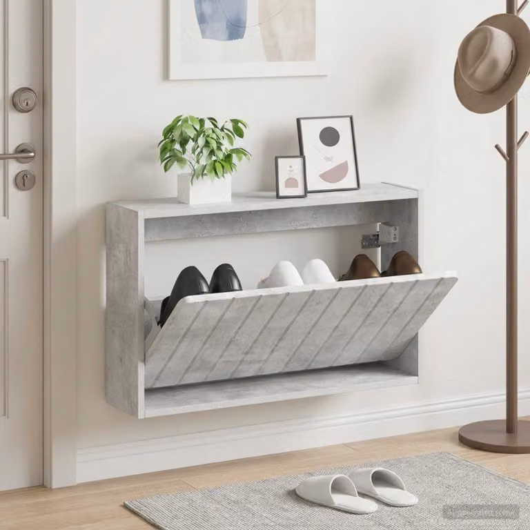 Mobiletto per scarpe da muro vidaXL ZWOLLE grigio opaco L: 71 cm, P: 17 cm, H: 43 cm