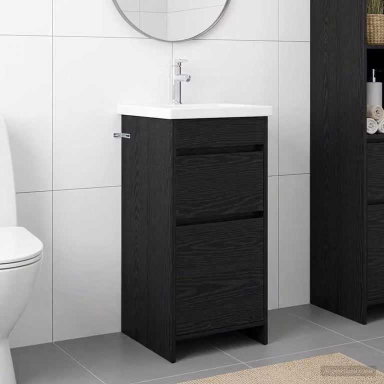 Mobile da bagno con lavabo vidaXL moderno in Rovere Nero, L 42 cm x P 40 cm x H 84,5 cm